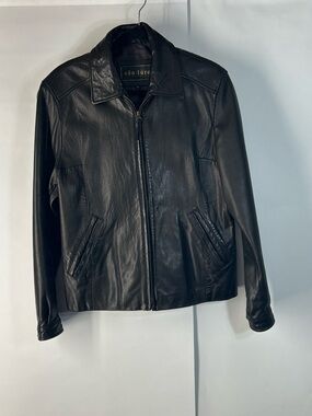 Black Leather Zip-Front Jacket